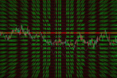 股票股市大盘绿色数据流代表经济金融财经股市风险下跌跌破跌停熊市跌