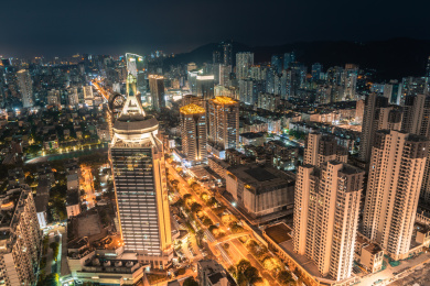 中国福建省厦门市思明区湖滨南路城市夜景