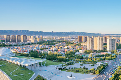 中国内蒙古呼和浩特城市晴天风光