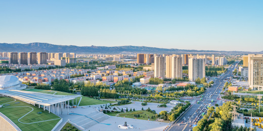 中国内蒙古呼和浩特城市晴天风光