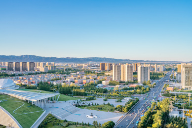 中国内蒙古呼和浩特城市晴天风光