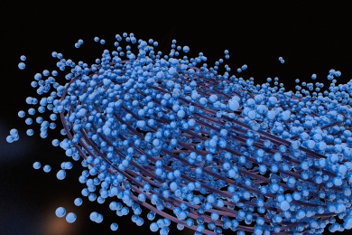 环绕漂浮的粒子小球 三维渲染