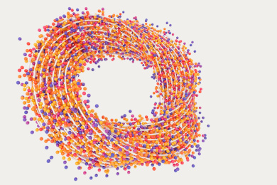 环绕漂浮的粒子小球 三维渲染