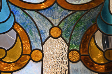 欧式复古教堂装饰彩色花纹玻璃背景