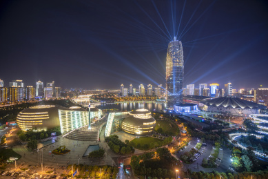 中国河南省郑州市中央商务区城市夜景