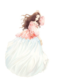 穿粉色衣服白色裙子的少女