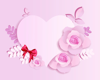 唯美心形边框设计的矢量背景插画