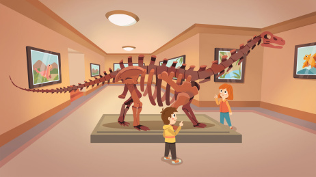 学生在博物馆游览