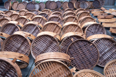 中国浙江竹制的蒸笼