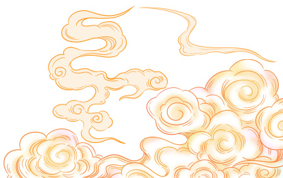 中国风的手绘云纹图案插画