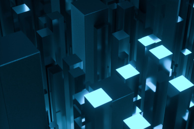 高低起伏的立方体构成的科技感场景 三维渲染