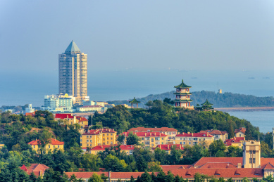 中国山东省青岛市小鱼山海景风光