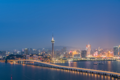 中国澳门特别行政区城市天际线风光