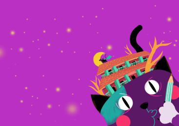 一只拿着画笔的猫