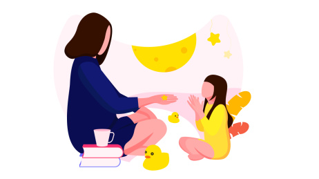 梦幻母婴亲子插画