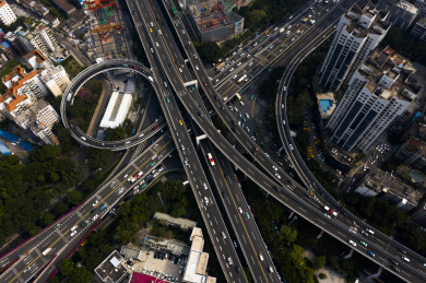 航拍的中国广东省广州市中山一立交桥