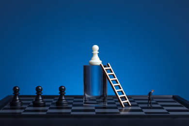 国际象棋棋盘梯子晋升选拔西装男性商务金融