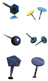 手绘学习用品蓝色图钉钉子插画