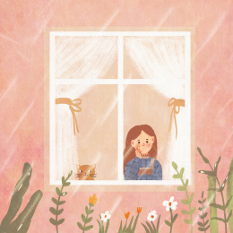 一个人在家的美好时光系列插画