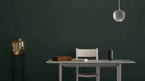 家居题材的书房里的桌椅和灯具，3d渲染