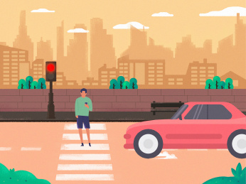 过马路玩手机