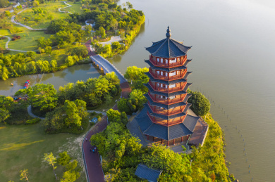 中国广东省东莞华阳湖湿地公园风光
