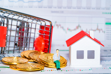 购物车房屋模型小人国沙盘小人人偶模型图表报表房地产概念