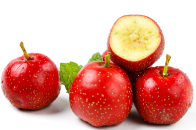 白底上的红果子果肉纹理