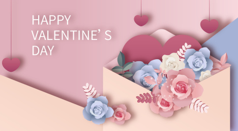 粉色剪纸风背景的矢量插画