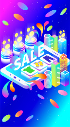 2.5D炫彩SALE购物矢量插画