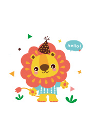 可爱的卡通矢量庆祝节日小狮子