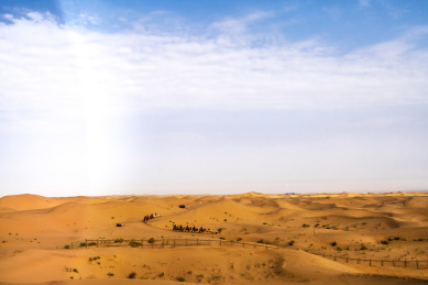 宁夏沙坡头国家级自然保护区沙漠区晴天风光