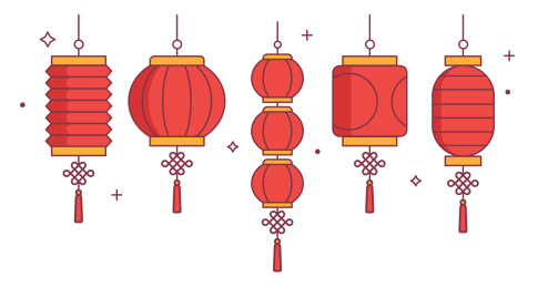 简洁的灯笼图标 中国喜庆元素