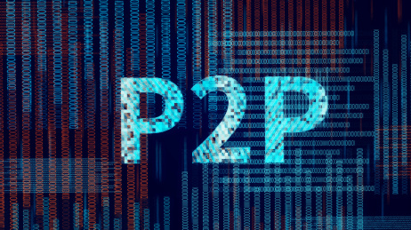   由二进制代码组成P2P的科技感背景