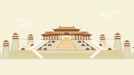 伫立着很多高塔的华丽的古代宫殿