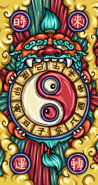 一直狮子咬着时来运转的八卦盘