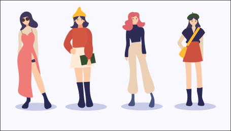 时尚女孩装扮插画