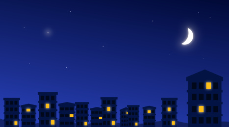 月光星空万家灯火灯火通明