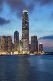 中国香港维多利亚港城市风光夜景