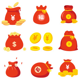 节日活动促销金币积分福袋插画素材