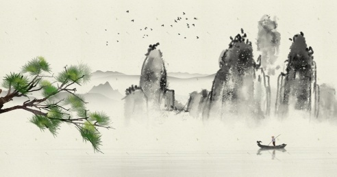 写意中国风意境水墨山水画