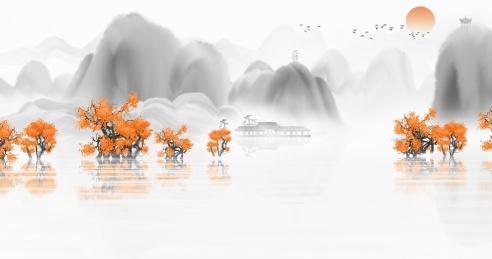 中国风唯美意境水墨山水画