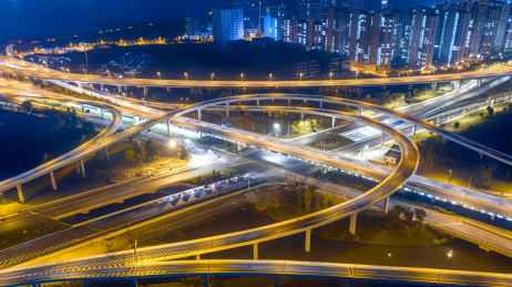 浙江省杭州市的城市立交桥夜景