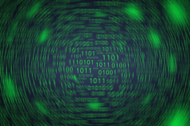 程序员在代码之中发现bug二进制比特流01数据流编程防火墙网络安全概念