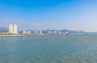 广东省珠海市情侣路野狸岛城市风光
