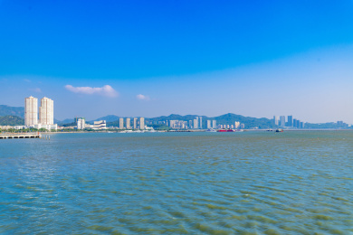 广东省珠海市情侣路野狸岛城市风光