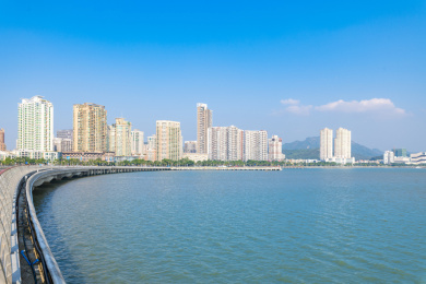 广东省珠海市情侣路野狸岛城市风光