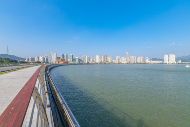 广东省珠海市情侣路野狸岛城市风光