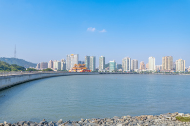 广东省珠海市情侣路野狸岛城市风光