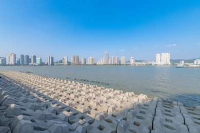 广东省珠海市情侣路野狸岛城市风光